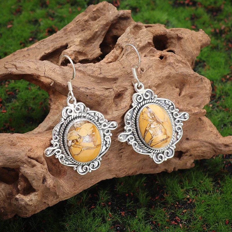 Jewelry × Vintage Exquisite Oval Gemstone Earrings Size ONE SIZE - 2 Thumbnail