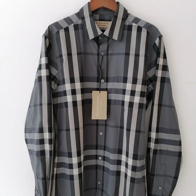 Burberry Burberry Gray Long Sleeve Cotton Shirt Size US XS / EU 42 / 0 - 1 Thumbnail