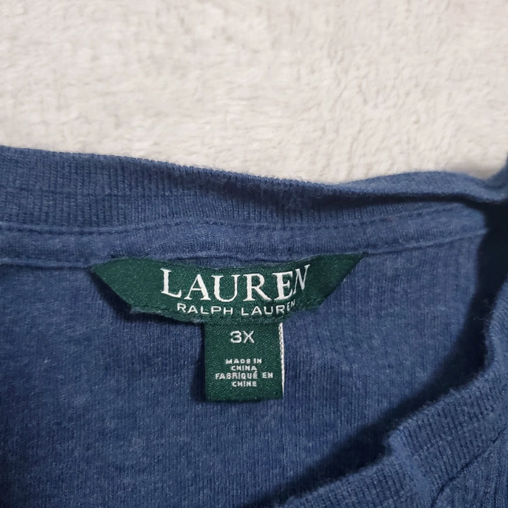 Ralph Lauren VINTAGE Lauren Ralph Lauren Top Women 3X Blue Ribbed Henley Long Sleeve Cotton 1/4 Zip Logo Size XXL / US 16-18 / IT 52-54 - 3 Thumbnail