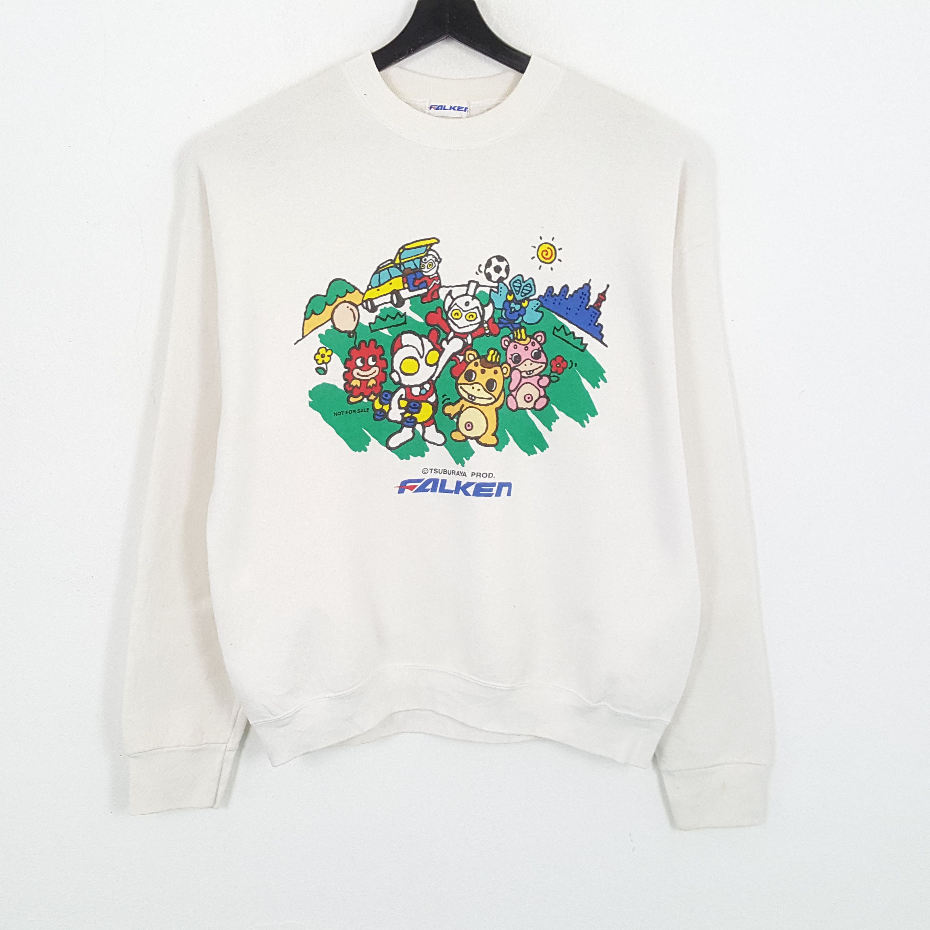 Vintage FALKEN Tsuburaya Prod. Sweatshirt Cartoon Style Design Size US L / EU 52-54 / 3 - 1 Thumbnail