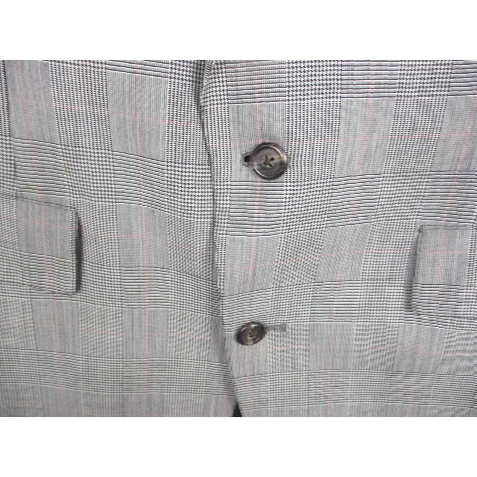 Brooks Brothers VINTAGE Brooks Brothers Sport Coat Mens 44 Wool Gray Glen Plaid Check 2-Button Blazer Regular Fit USA Mens Size 44R - 3 Thumbnail