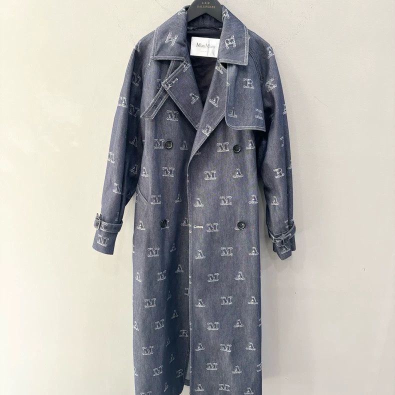 Max Mara Maxmara Logo Belted Denim Trench Coat -dmc Size US M / EU 48-50 / 2 - 1 Thumbnail