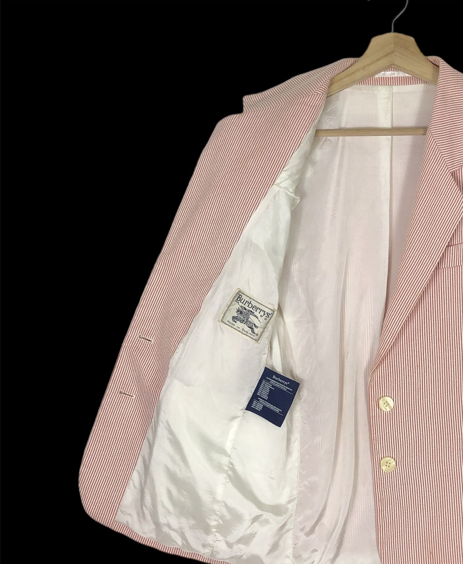 Burberry RARE🔥VINTAGE BURBERRYS MADE IN ENGLAND PINK HICKORY COAT Size S / US 4 / IT 40 - 5 Thumbnail