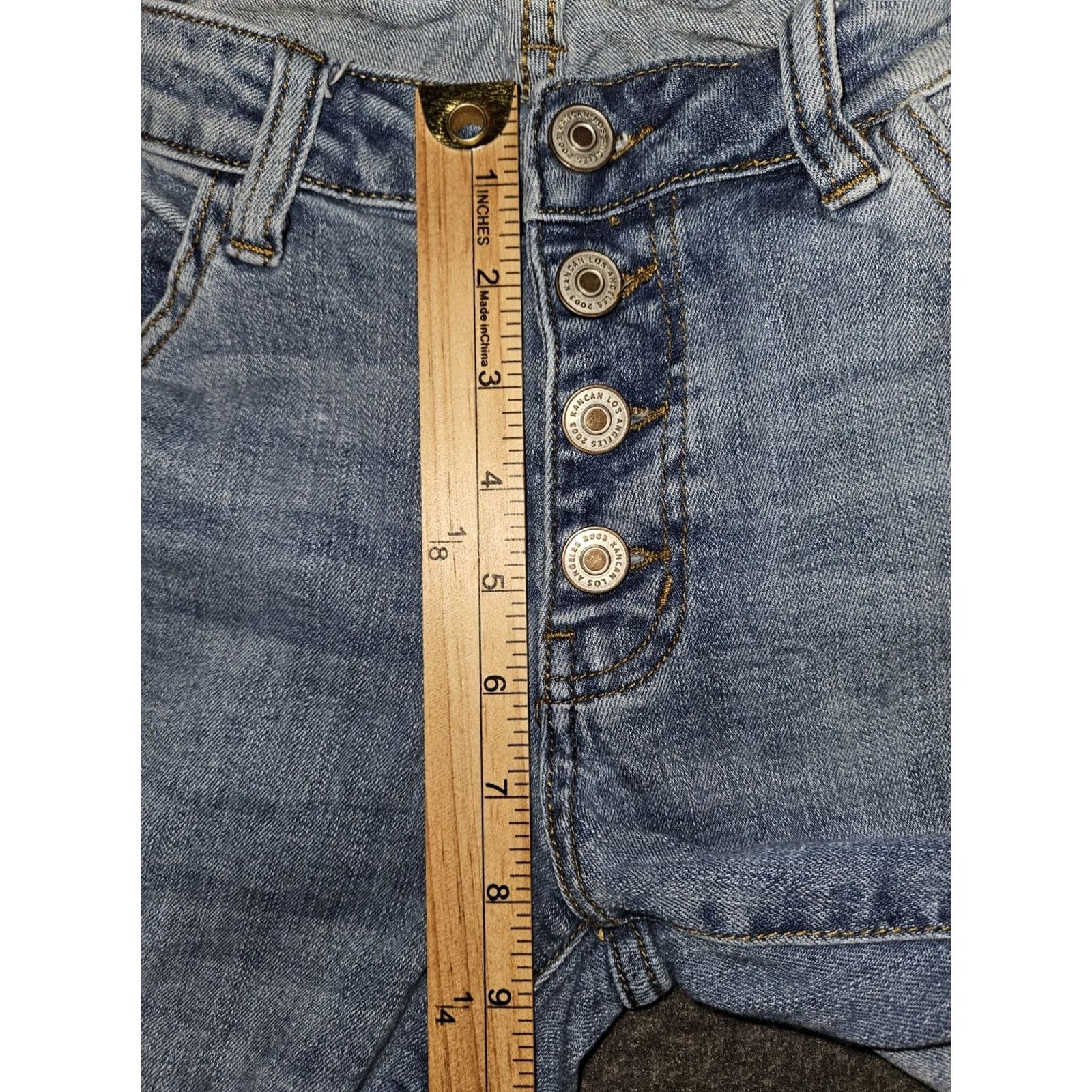 Vintage Kancan Clarie Mid Rise Boyfriend Jeans Women's 7/27 Button Fly Ankle Preppy Blue Denim Distressed Pockets Regular Womens Jeans Seven Size 28" / US 6 / IT 42 - 5 Thumbnail
