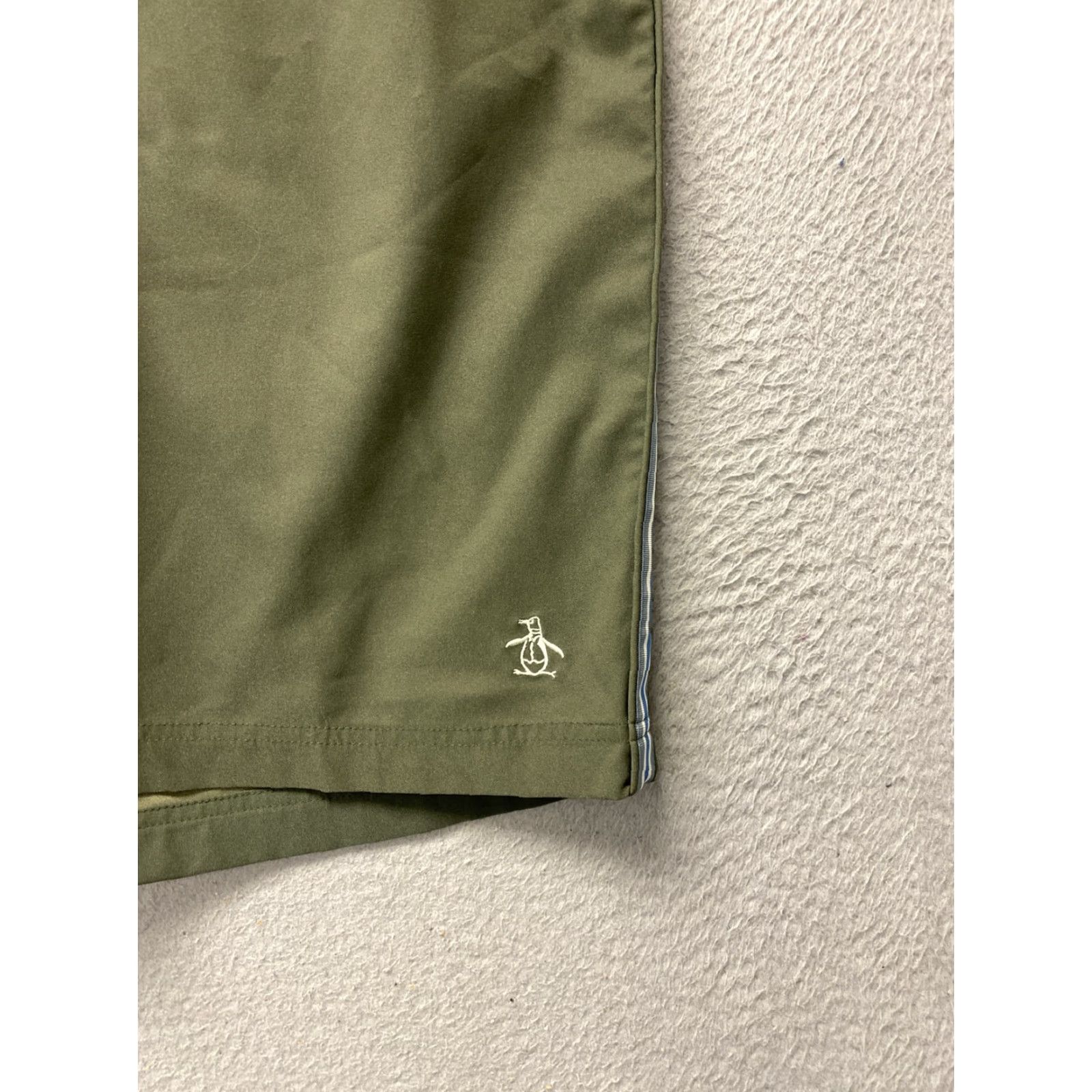 Olive VINTAGE Penguin Men's Board Shorts Swimwear Size 32 Olive Green Stretch Summer Mens Size US 32 / EU 48 - 2 Thumbnail