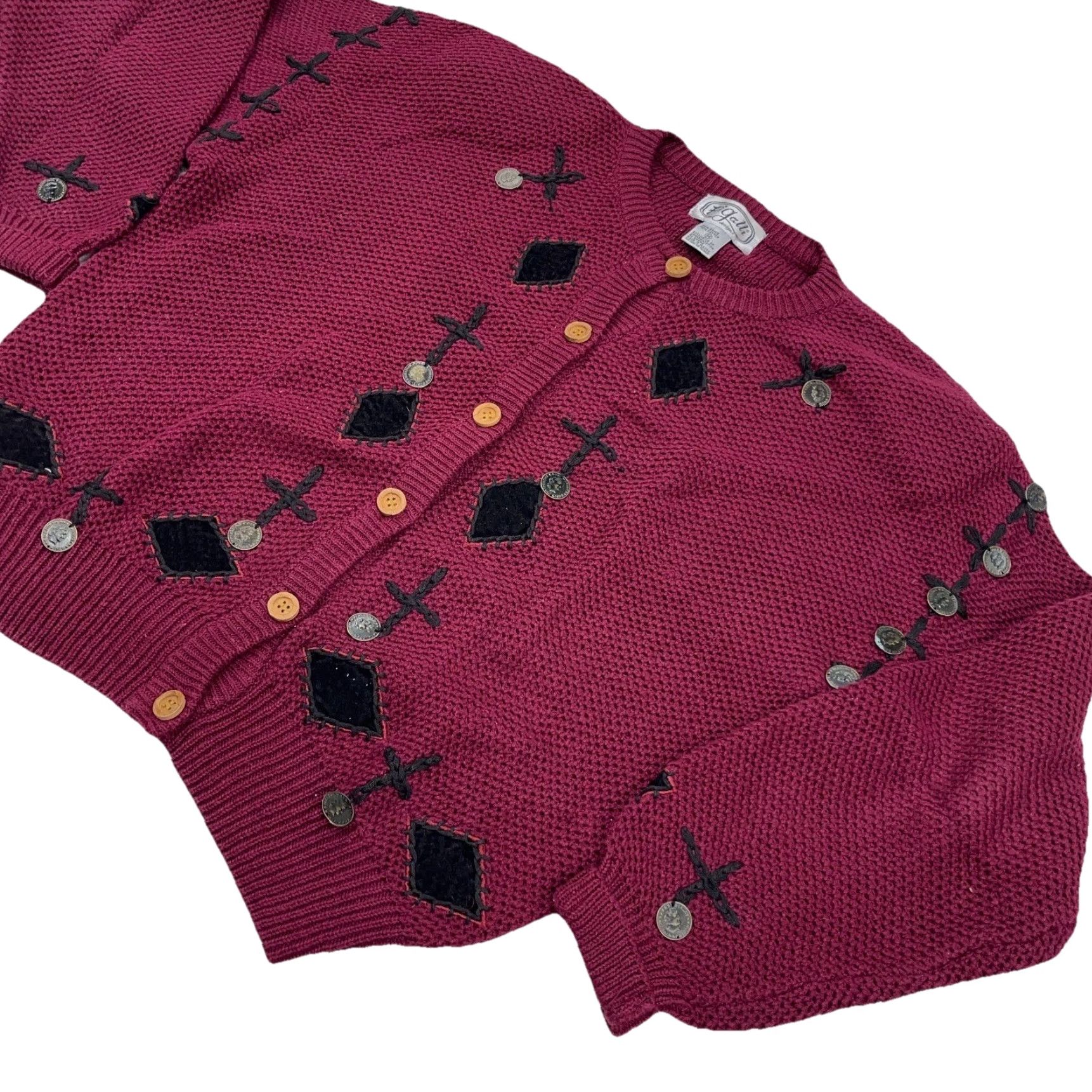 Vintage VINTAGE P Galli Cardigan Sweater Women M Red Knit Cotton Ramie 90s Y2K Classic Charmed Accessories Mens? Size M / US 6-8 / IT 42-44 - 2 Thumbnail