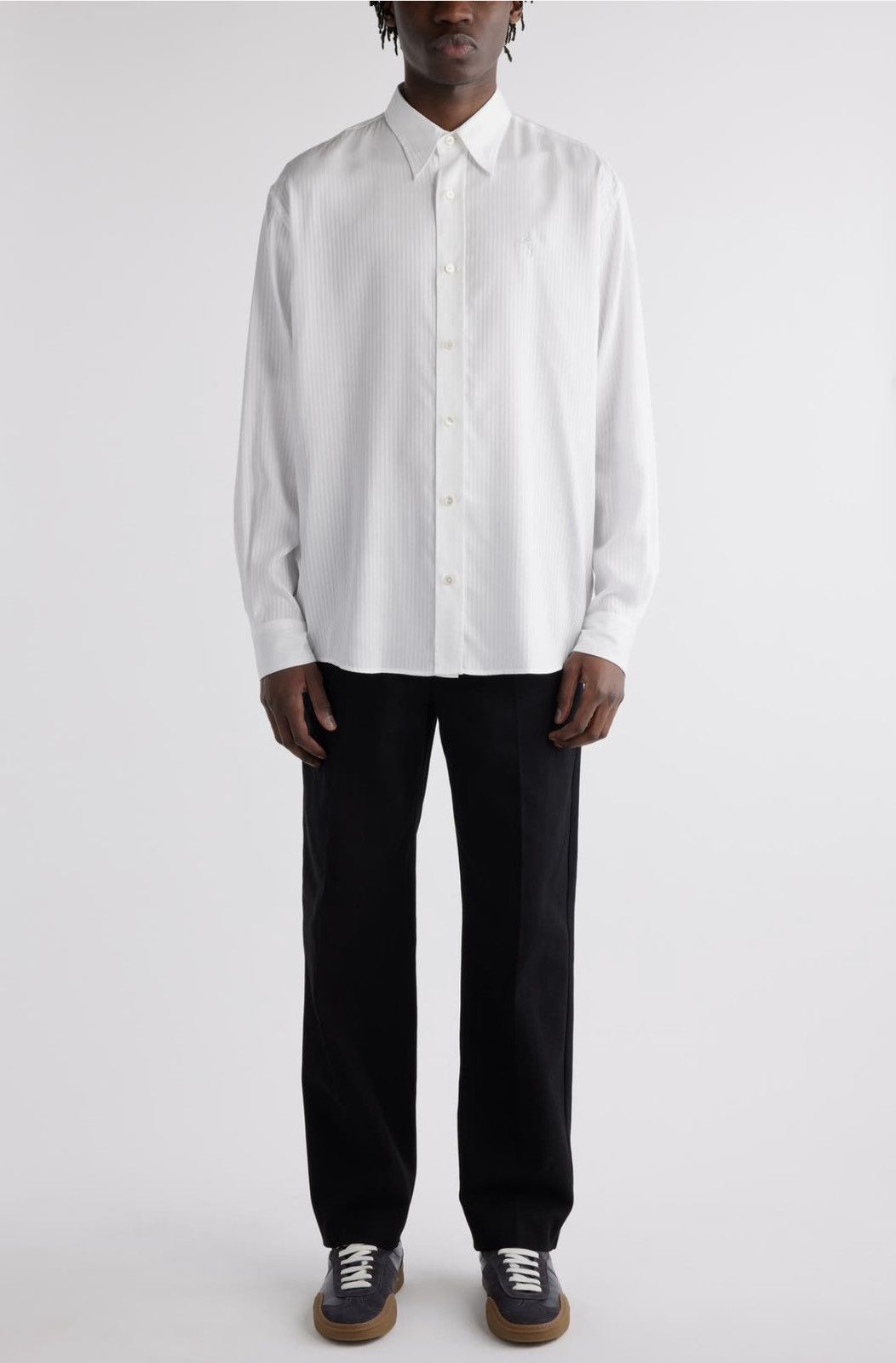 Acne Studios Acne Studios Tonal Pinstripe Lyocell Button-Up Shirt Size 42R - 2 Thumbnail