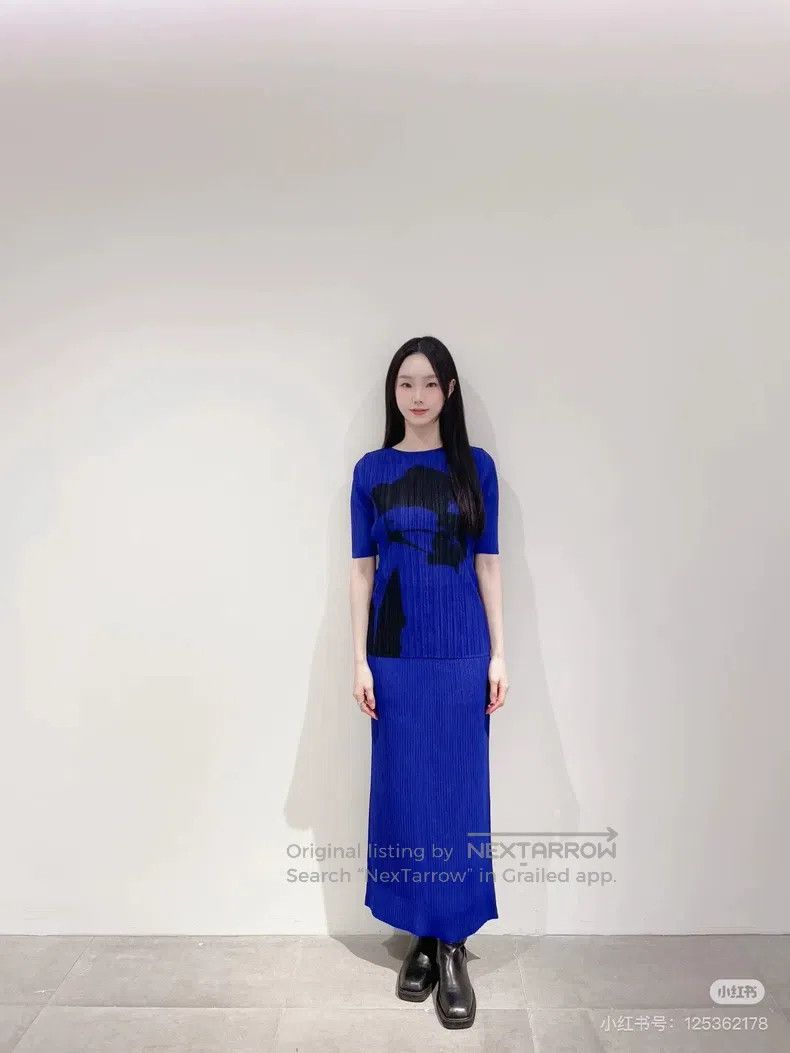 Issey Miyake Issey Miyake Color Block Midi Skirt (Black, Purple, Green) Size M / US 6-8 / IT 42-44 - 8 Thumbnail