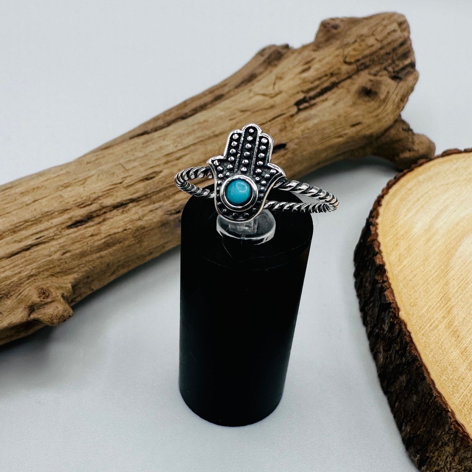 The Unbranded Brand Hamsa Turquoise and Sterling Silver Ring Size ONE SIZE - 1 Thumbnail