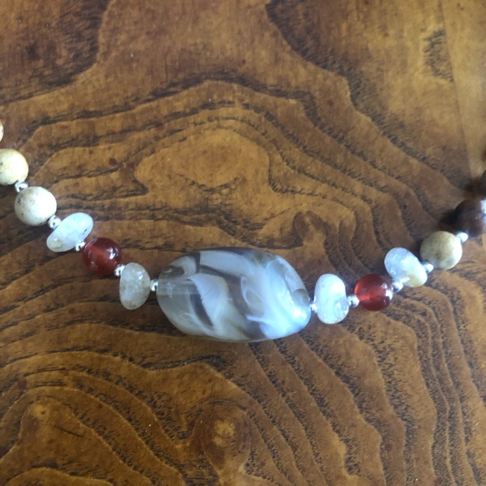 Handmade Handcrafted marble genuine jasper carnelian citrine necklac Size ONE SIZE - 8 Thumbnail