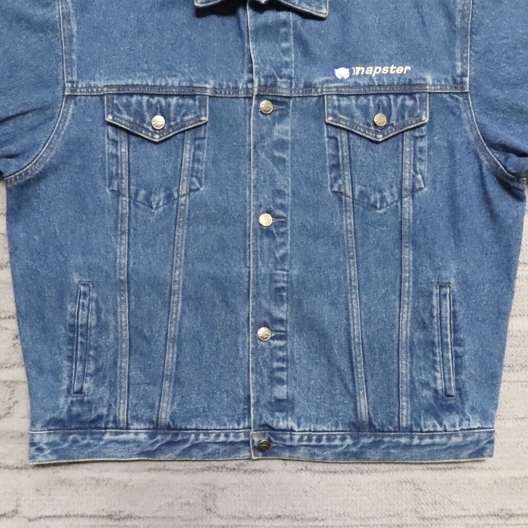 Port Authority VINTAGE Napster Denim Trucker Jacket - 90s Rare Blue L Mens Jacket Size US L / EU 52-54 / 3 - 3 Thumbnail