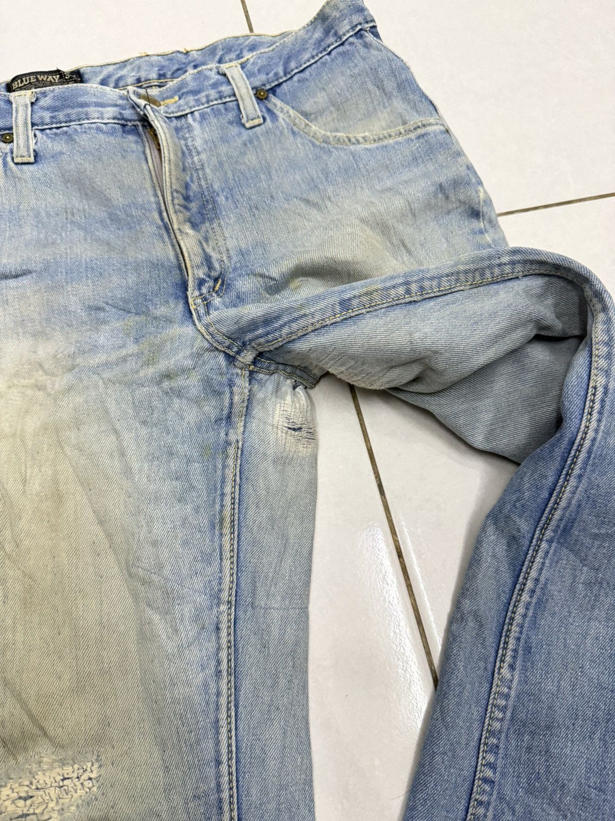 Japanese Brand Vintage Blue Way Distressed Bootcut Denim Jeans Size US 32 / EU 48 - 11 Thumbnail