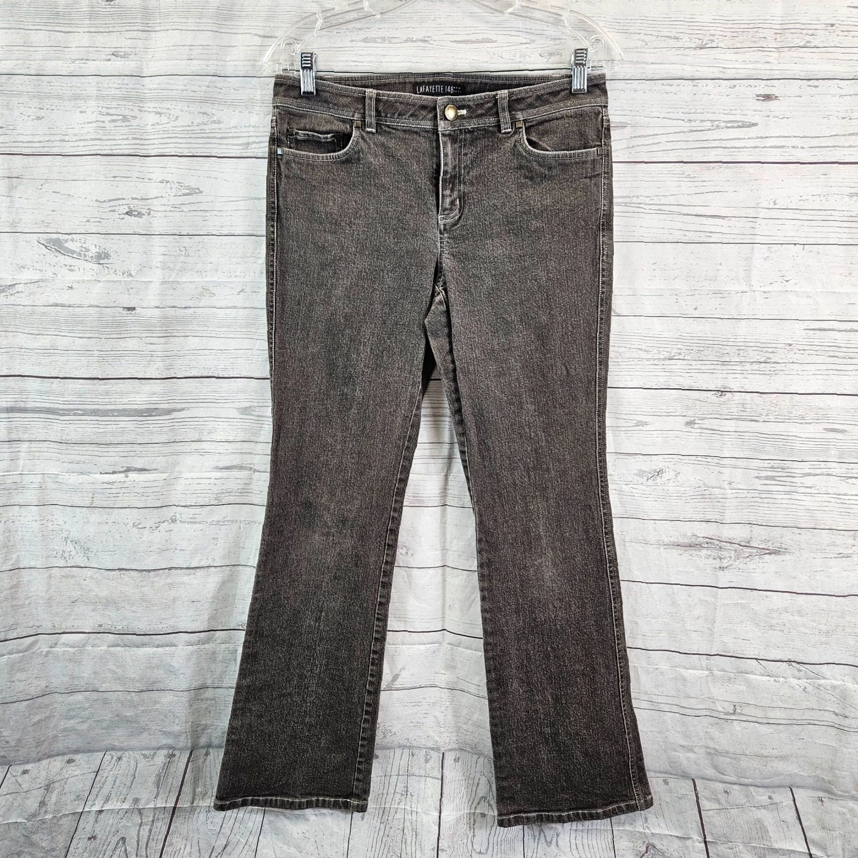 Vintage Lafayette 148 Womens Bootcut Jeans Sz 4 Gray Mid Rise Cotton Blend Denim Inseam 30.5" Size 27" / US 4 / IT 40 - 2 Thumbnail