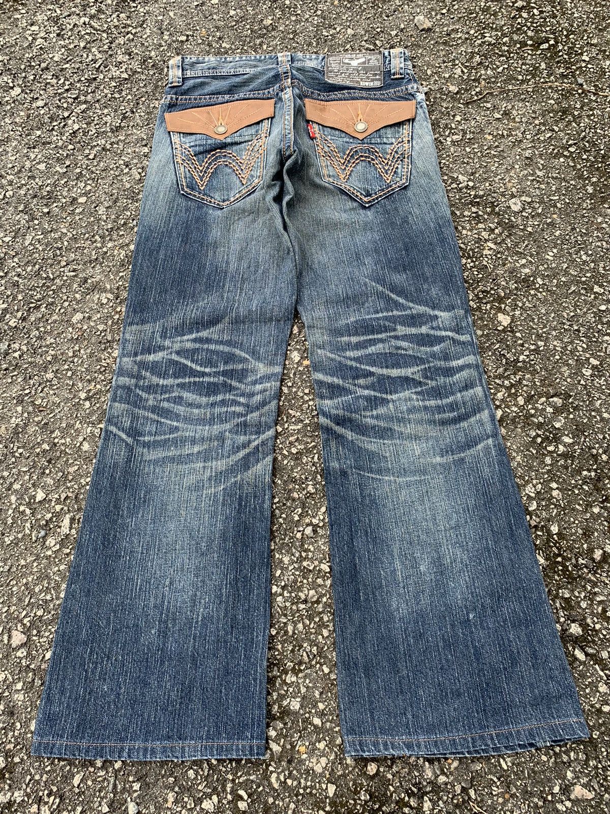 Japanese Brand FLARE💥 EDWIN XV NAVAJO PUNK STYLE MUDMAX WASHED DENIM☠️🎌 Size US 32 / EU 48 - 3 Thumbnail