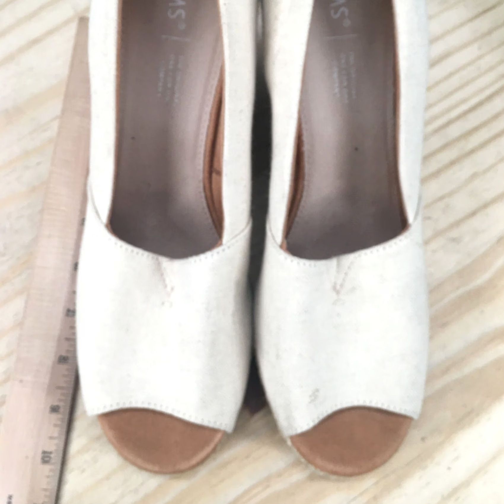 Toms Toms Sandals Womens 11 Michelle Wedge Espadrilles Beige Casual Slip On Peep Toe Size US 11 / IT 41 - 6 Thumbnail