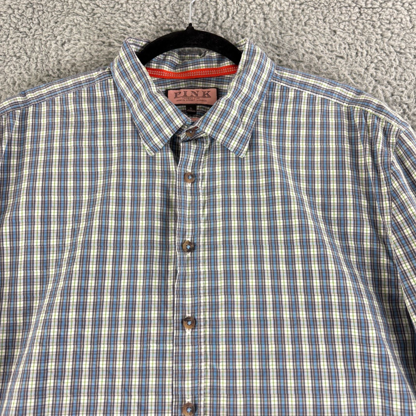 Pinko Thomas Pink Button-Up Shirt Men XL Blue Plaid Casual Fit Long Sleeve Cotton Size US XL / EU 56 / 4 - 2 Thumbnail