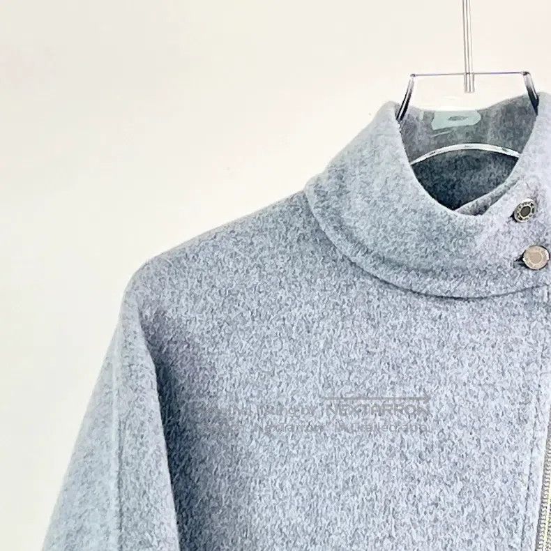 Hermes Hermes Gray Two-Pocket Stand Collar Diagonal Zip Cashmere Size XXS / US 00 / IT 34 - 4 Thumbnail
