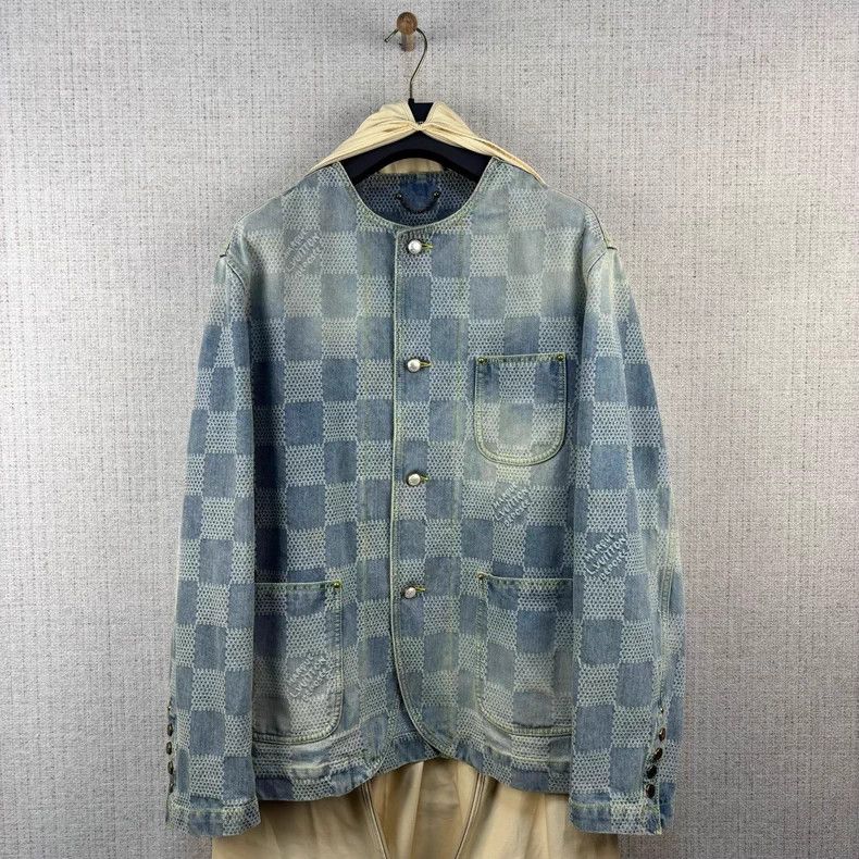 Louis Vuitton SS24 Plaid Full Print Crew Neck Single-Breas