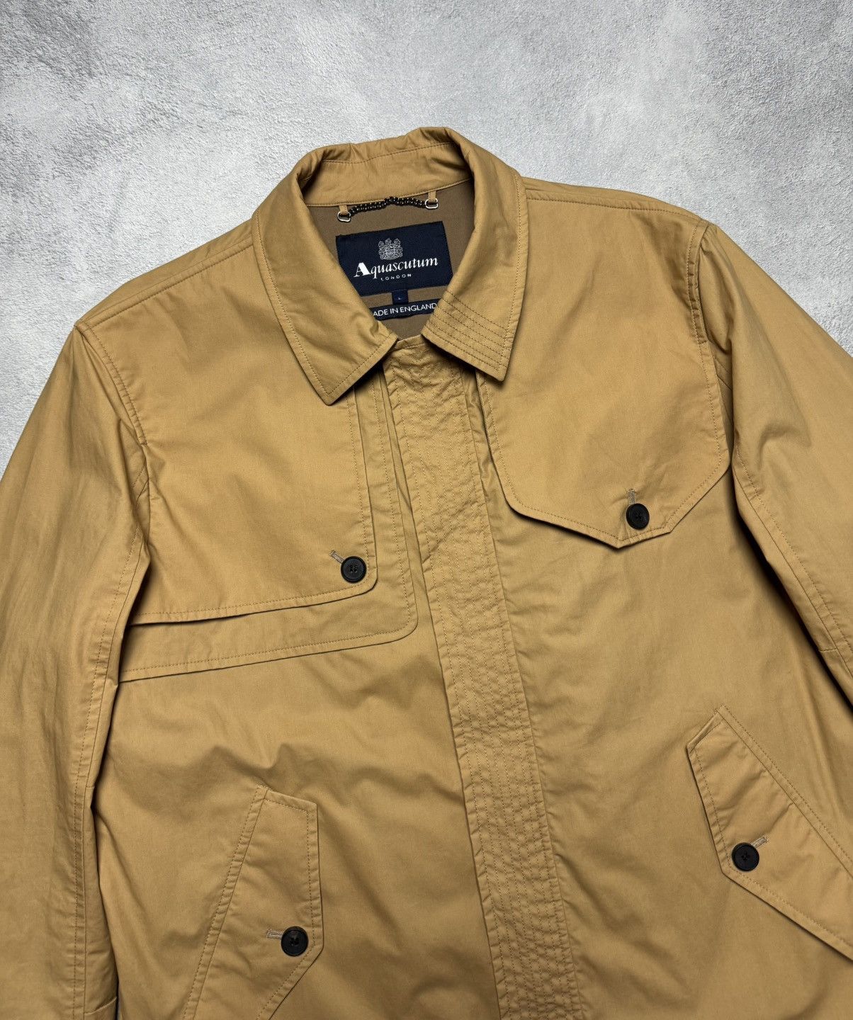 Aquascutum Aquascutum Camel Cotton Quilted Jacket Coat Lampo Size US L / EU 52-54 / 3 - 3 Thumbnail