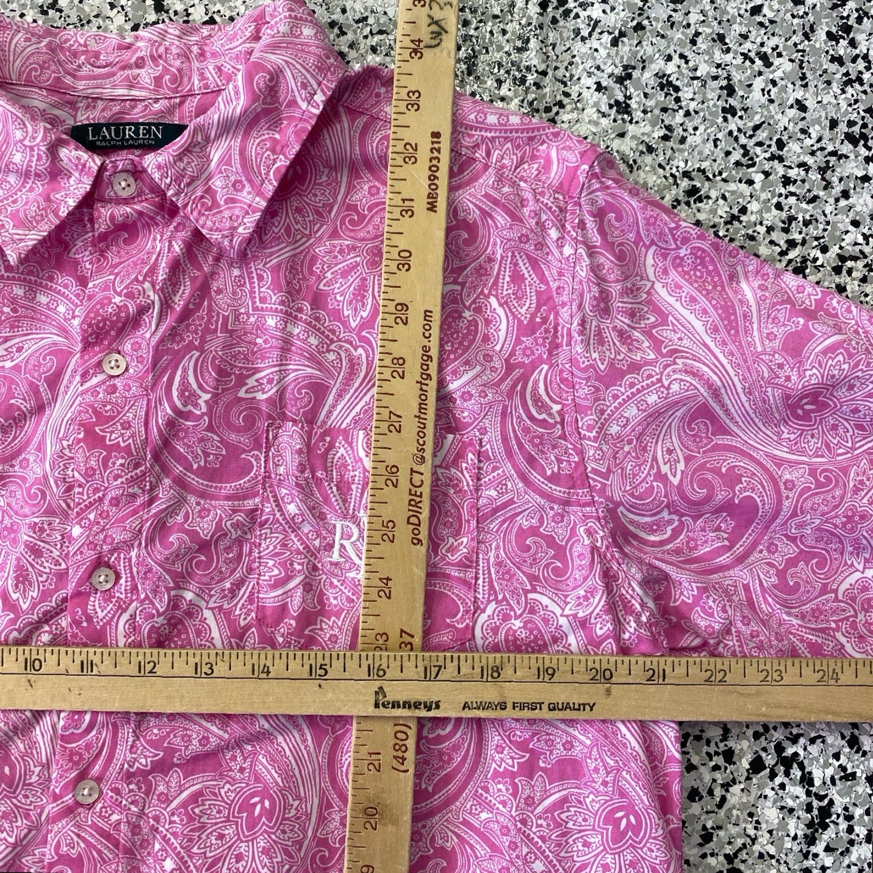 Ralph Lauren Lauren Ralph Lauren Button Down Shirt Womens Large Pink Paisley Half Sleeve Size L / US 10 / IT 46 - 2 Thumbnail