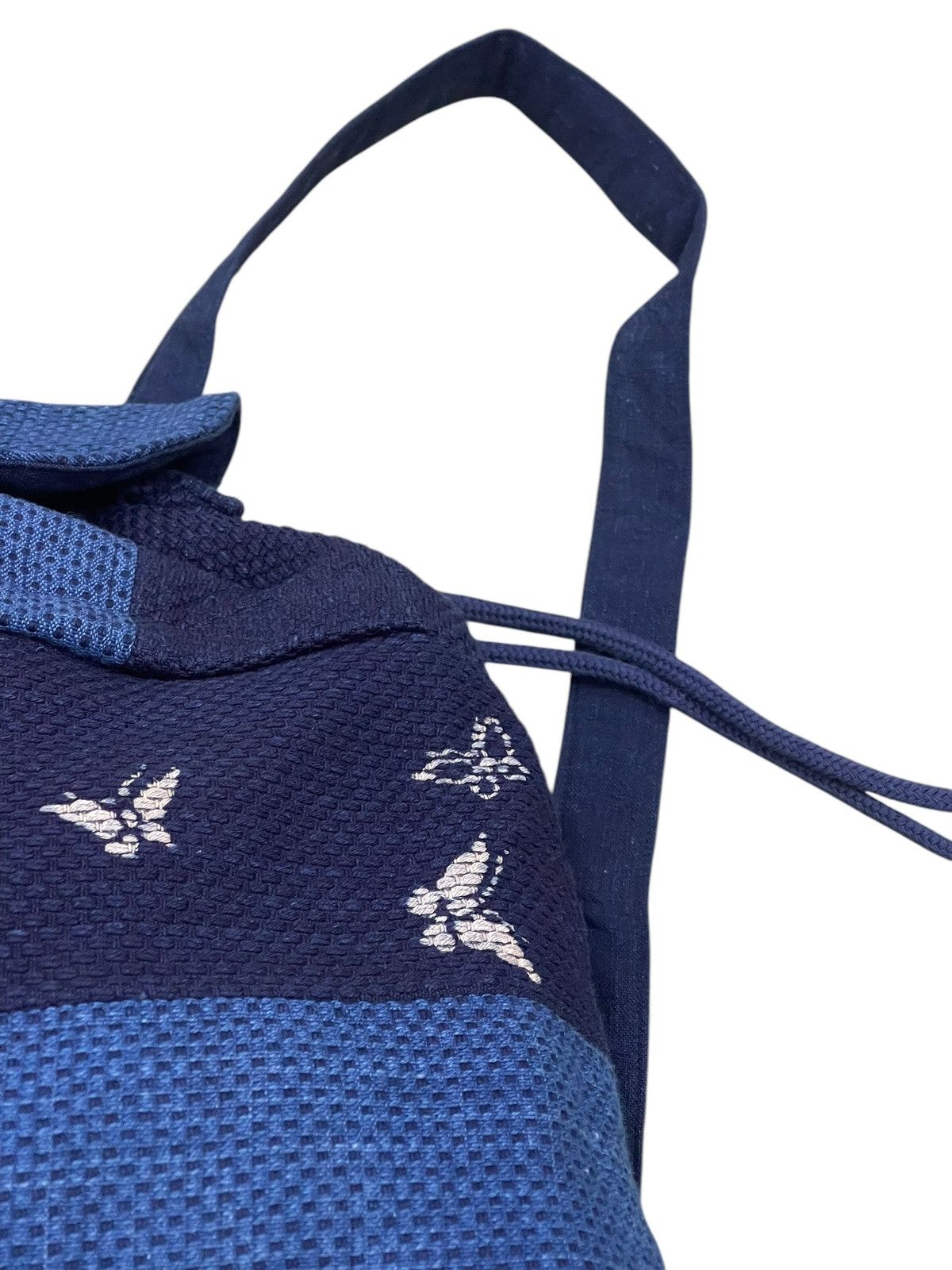 Handmade Indigo Blue Japan Craft Woven Sashiko Backpack Bag 1🟩5 Size ONE SIZE - 8 Thumbnail