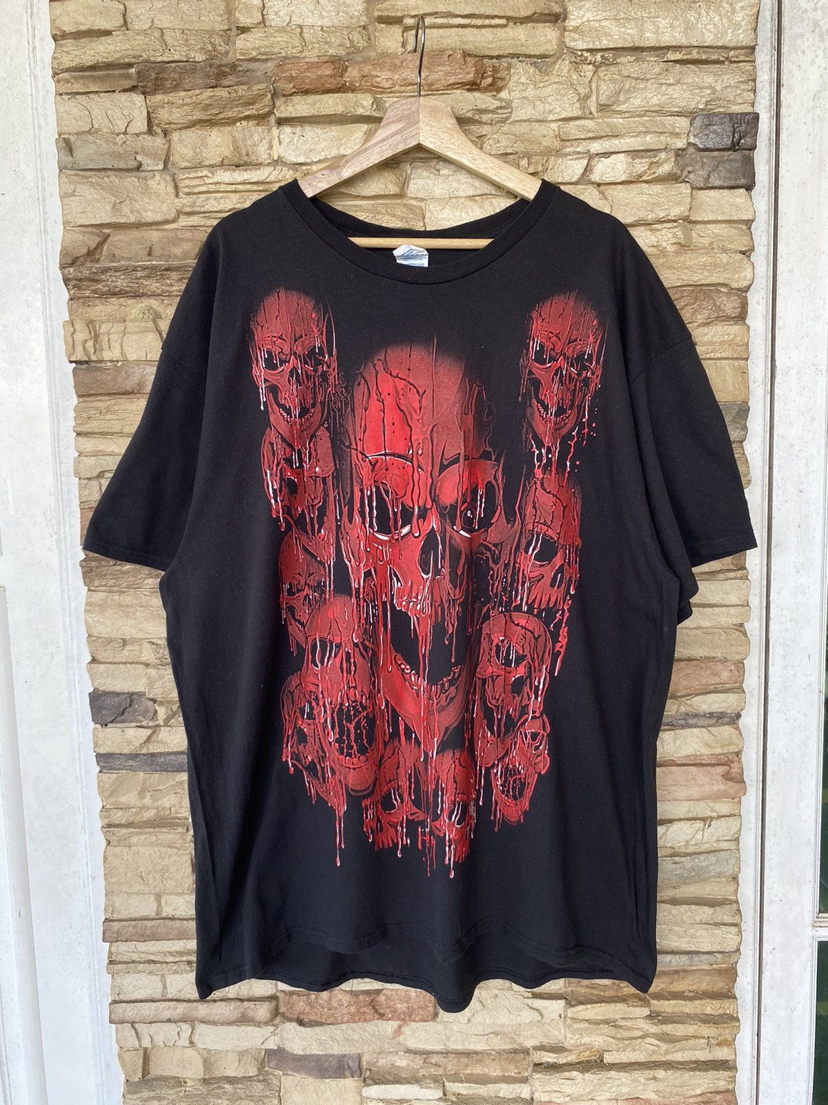 Vintage Y2K Skull Fullprint Tshirt Size US XXL / EU 58 / 5 - 1 Thumbnail