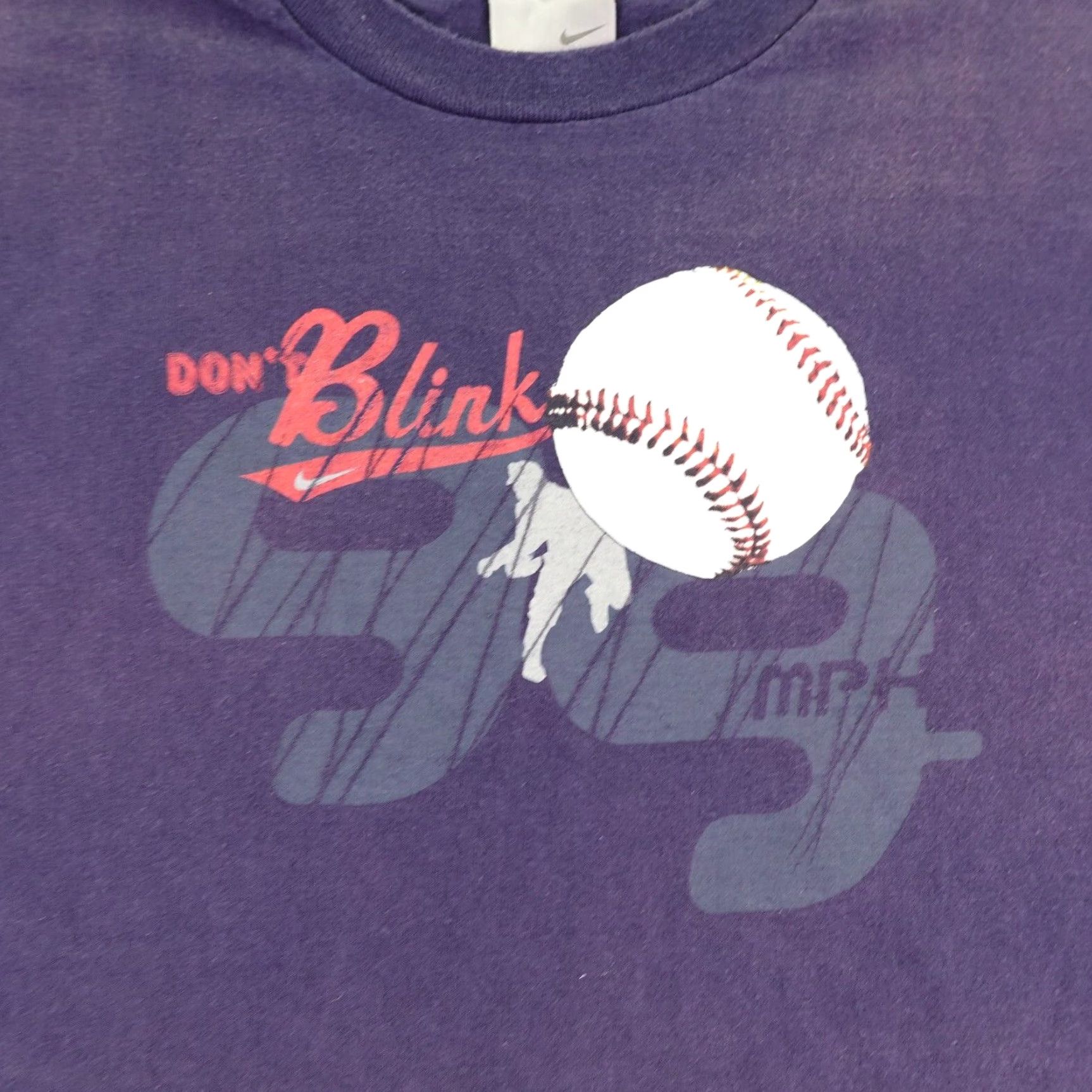 VINTAGE Nike Shirt Mens 2XL Blue 99 MPH Fast Ball Pitch Baseball Y2K Tee Shirt