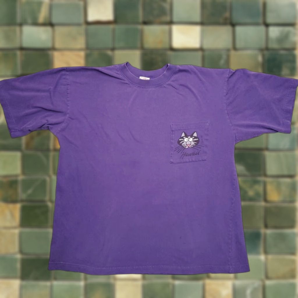 Vintage VINTAGE Crazy Shirts Shirt Mens XL Purple Cat Head Pocket TEE Size US XL / EU 56 / 4 - 1 Thumbnail