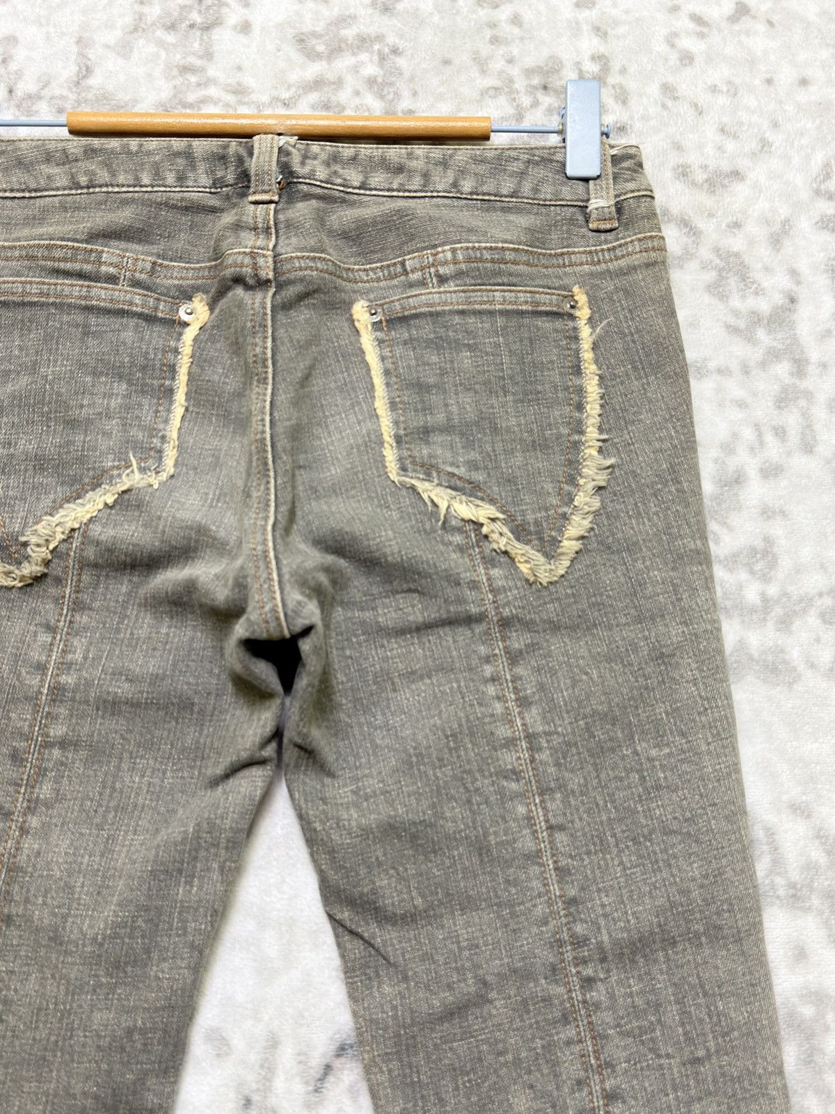 Vintage Pink Papillon Reconstructed Bootcut Bell Bottom Fringe Denim Size 27" / US 4 / IT 40 - 11 Thumbnail