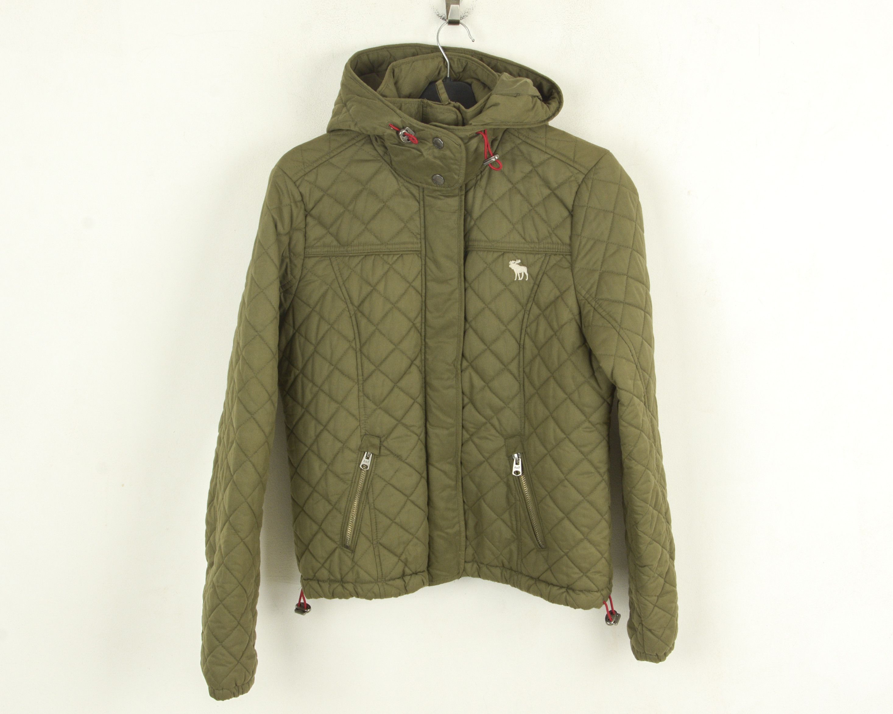 Abercrombie & Fitch Women M Quilted Hooded Jacket Coat Khaki Windbreaker Size M / US 6-8 / IT 42-44 - 1 Thumbnail