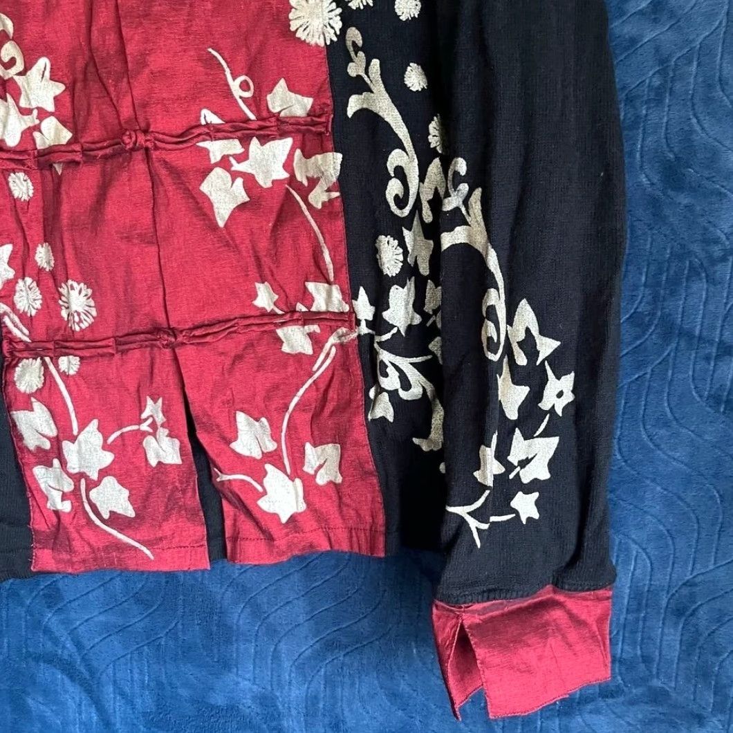 Jim Thompson VINTAGE Norm Thompson Shirt Women M Red Floral Button Down Black Red Design Size M / US 6-8 / IT 42-44 - 2 Thumbnail