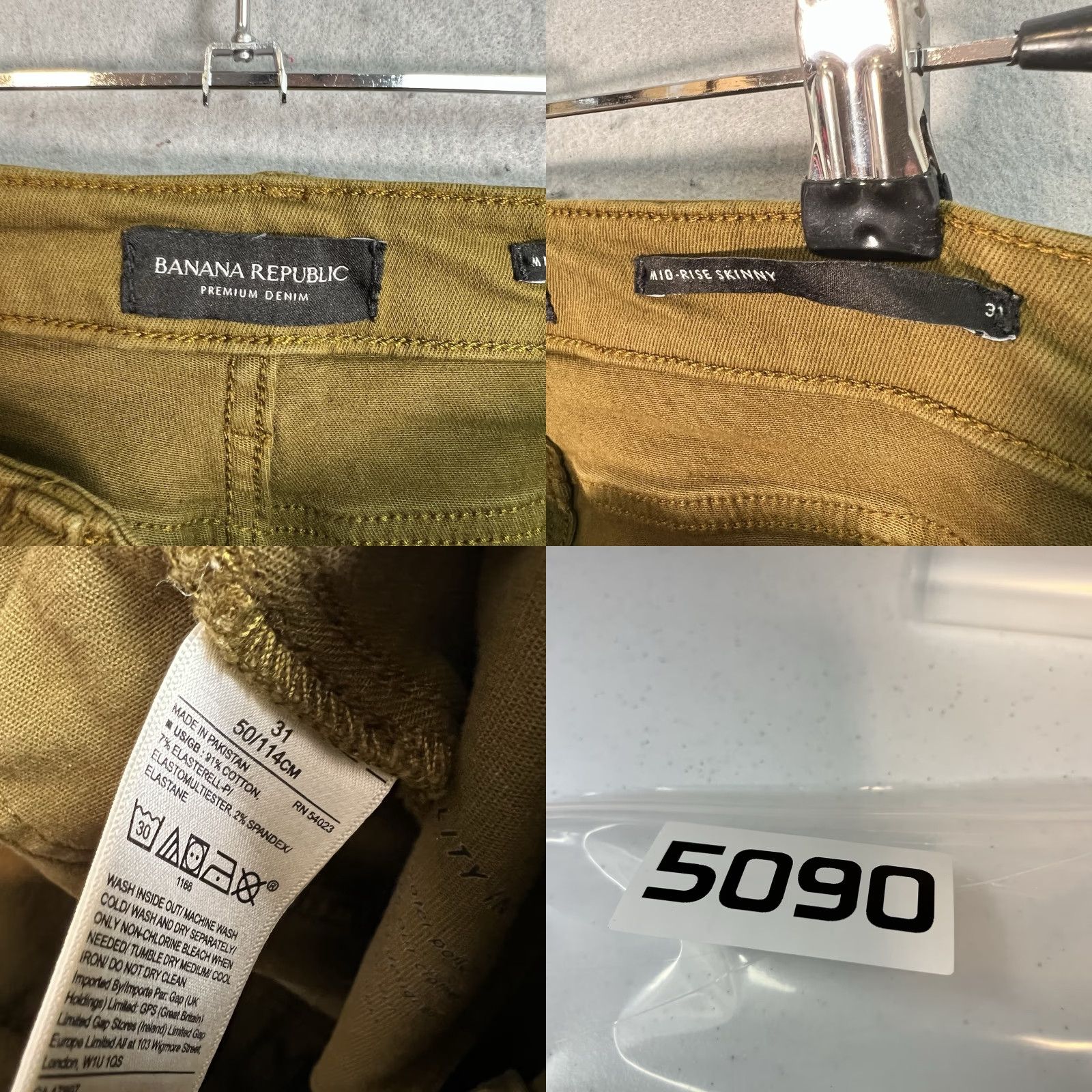 Banana Republic Banana Republic Slim Chino Pants - Olive Green Mid Rise Skinny 31 Women's Flat Front Zipper Closure, 25.5" Inseam, Regular Size Size 24" / US 00 / IT 34 - 8 Thumbnail