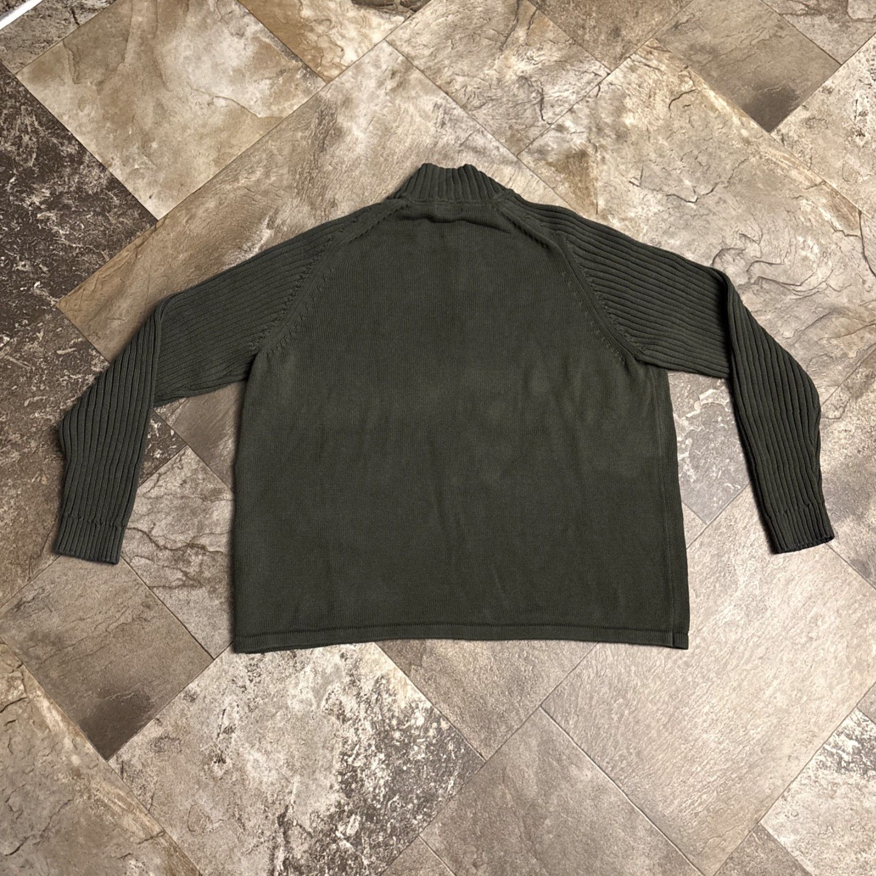 Vintage St. Johns Bay 1/4 Zip Sweater Green Pullover Cotton Mens XL Mock Neck 2244 Size US XL / EU 56 / 4 - 3 Thumbnail