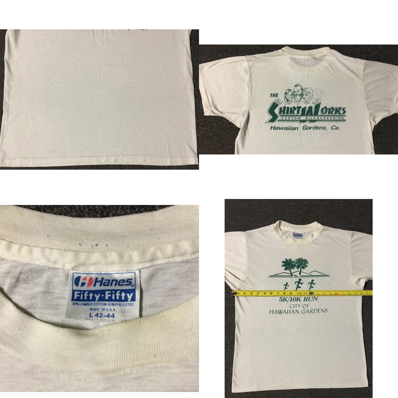 ALOHAS Vtg 80s Hawaiian Gardens Aloha Marathon Shirt S USA Track Grunge PE 90s Shirt Mens White Size US S / EU 44-46 / 1 - 8 Thumbnail