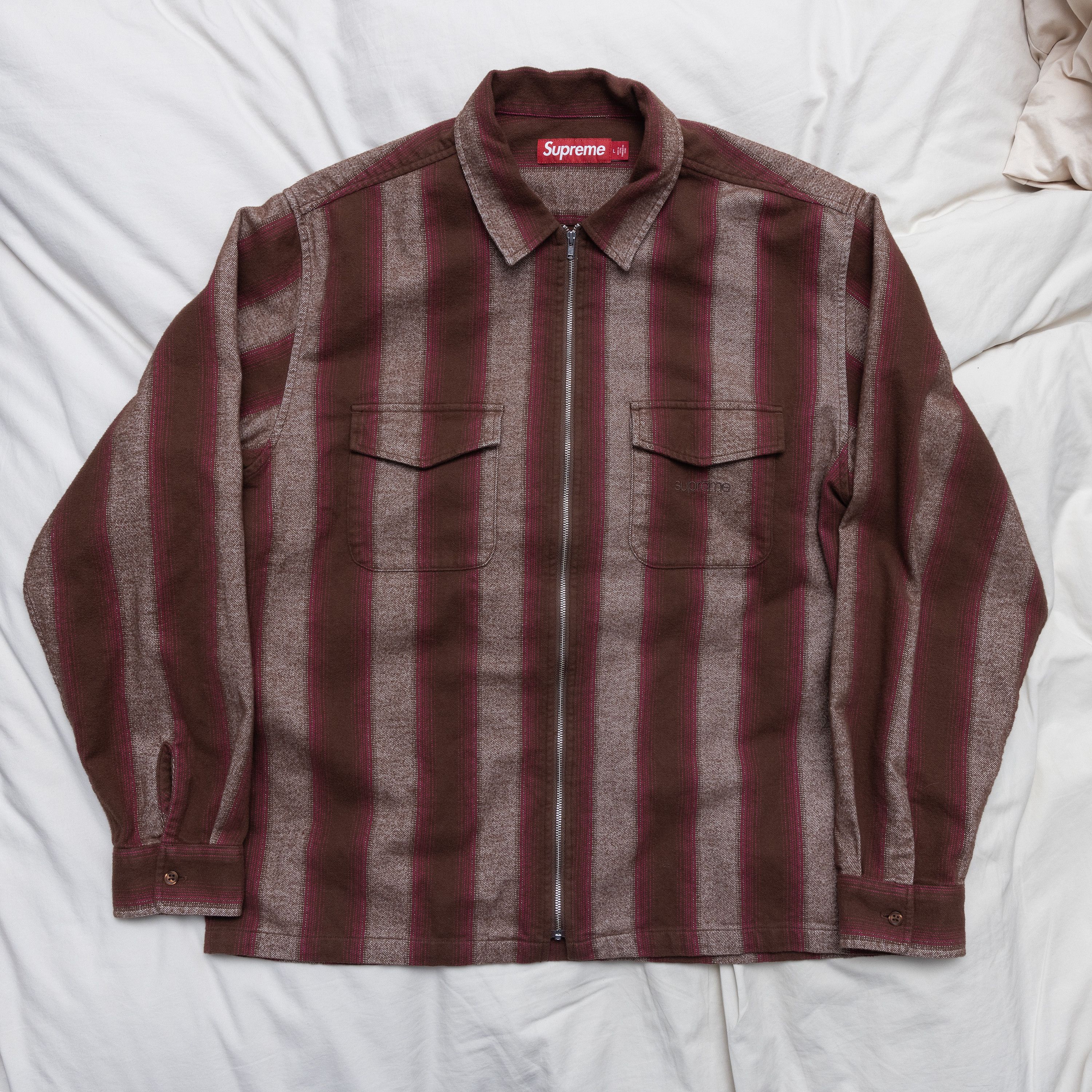 Supreme Supreme Buffalo Plaid Flannel Zip Up Shirt Size