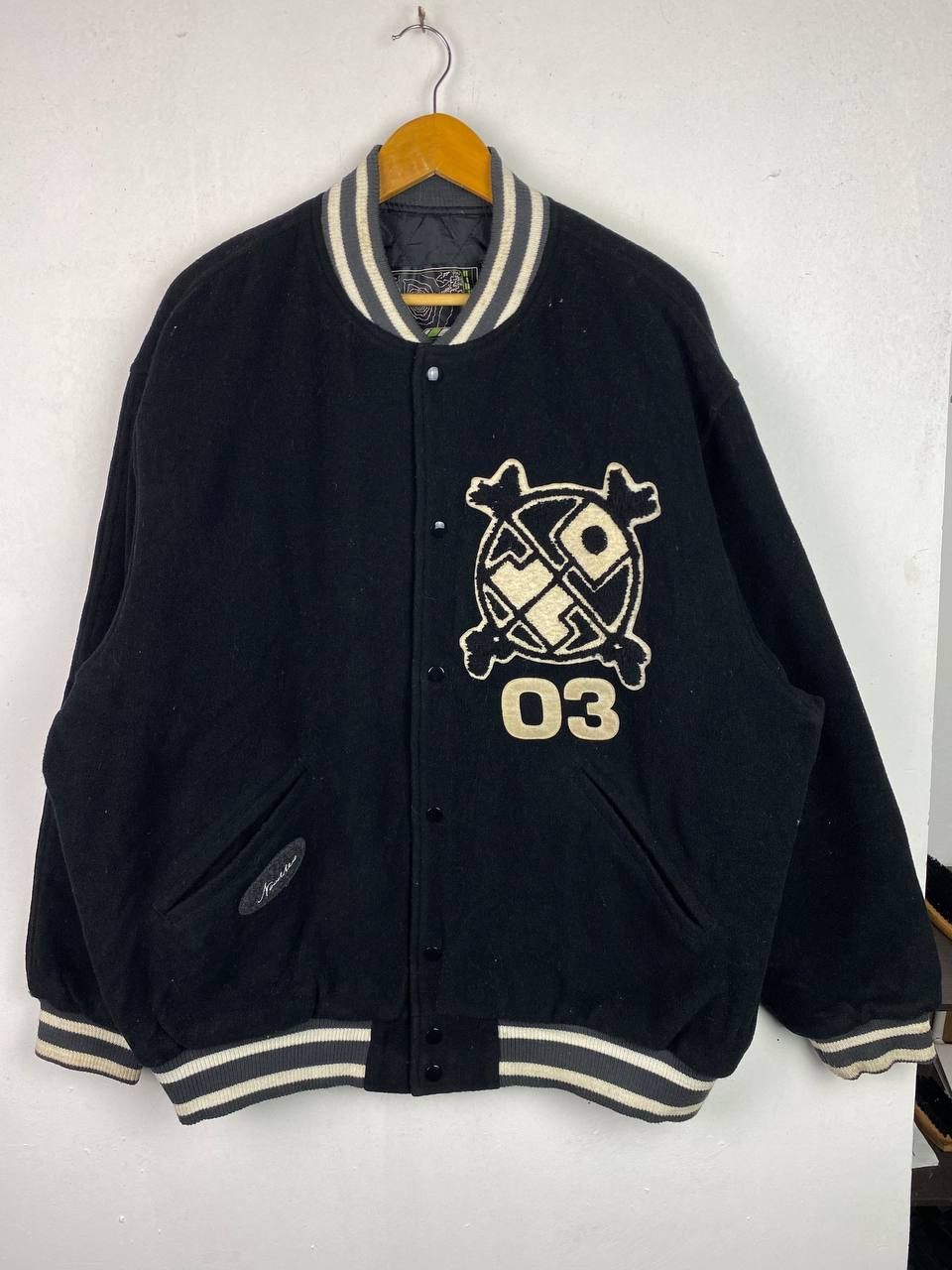 Japanese Brand noodles orientalize wool varsity jacket quilted lining Size US XL / EU 56 / 4 - 1 Thumbnail