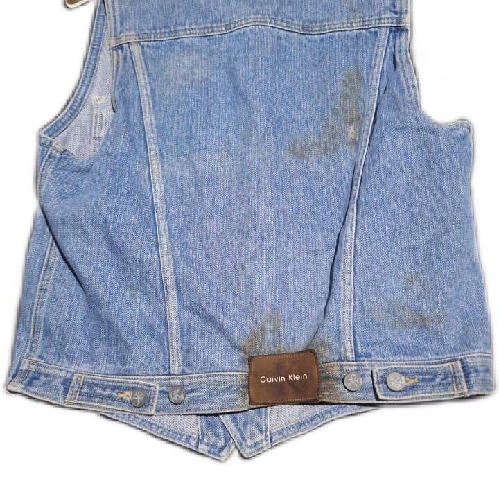 Calvin Klein × Vintage Vintage 90s Calvin Klein CK Denim Vest MADE IN USA Unisex L Size US L / EU 52-54 / 3 - 3 Thumbnail
