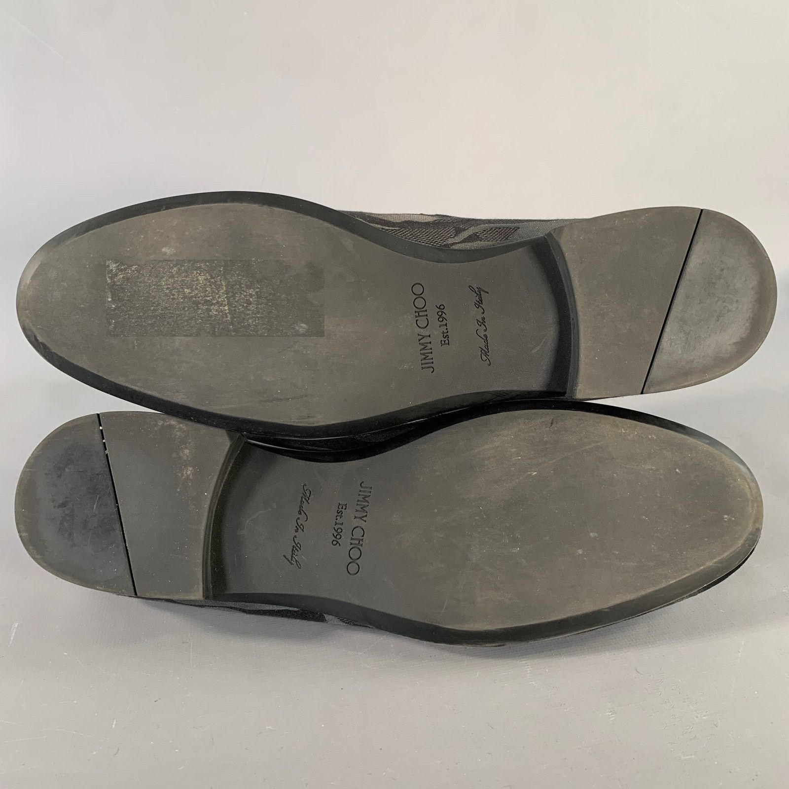 Jimmy Choo JIMMY CHOO Black Camouflage Figures Canvas Slip On Loafers Size US 8 / EU 41 - 6 Thumbnail