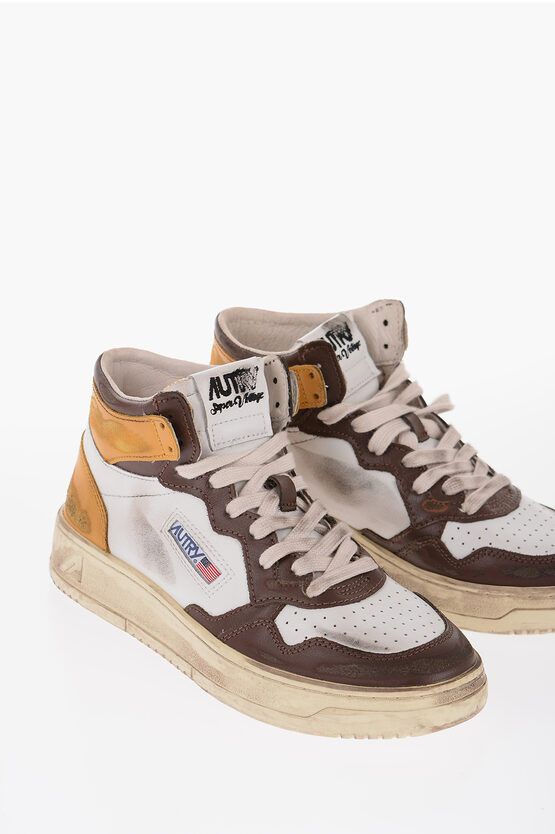 image of Autry Og1Mm0424 High Top Sneakers In White/brown, Men's (Size 9)