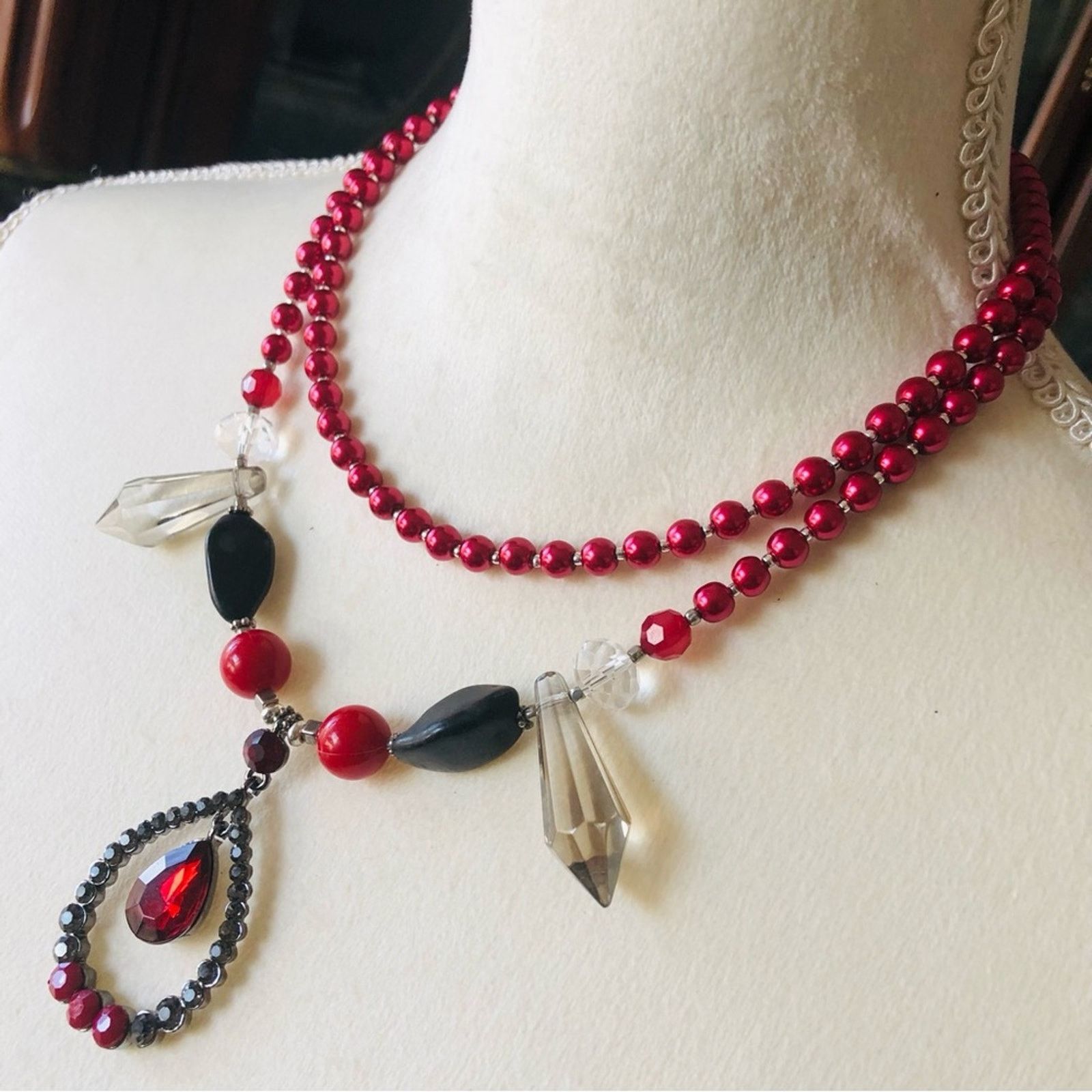 Handmade Handcrafted repurpose chalcedony Pearl necklace Size ONE SIZE - 4 Thumbnail