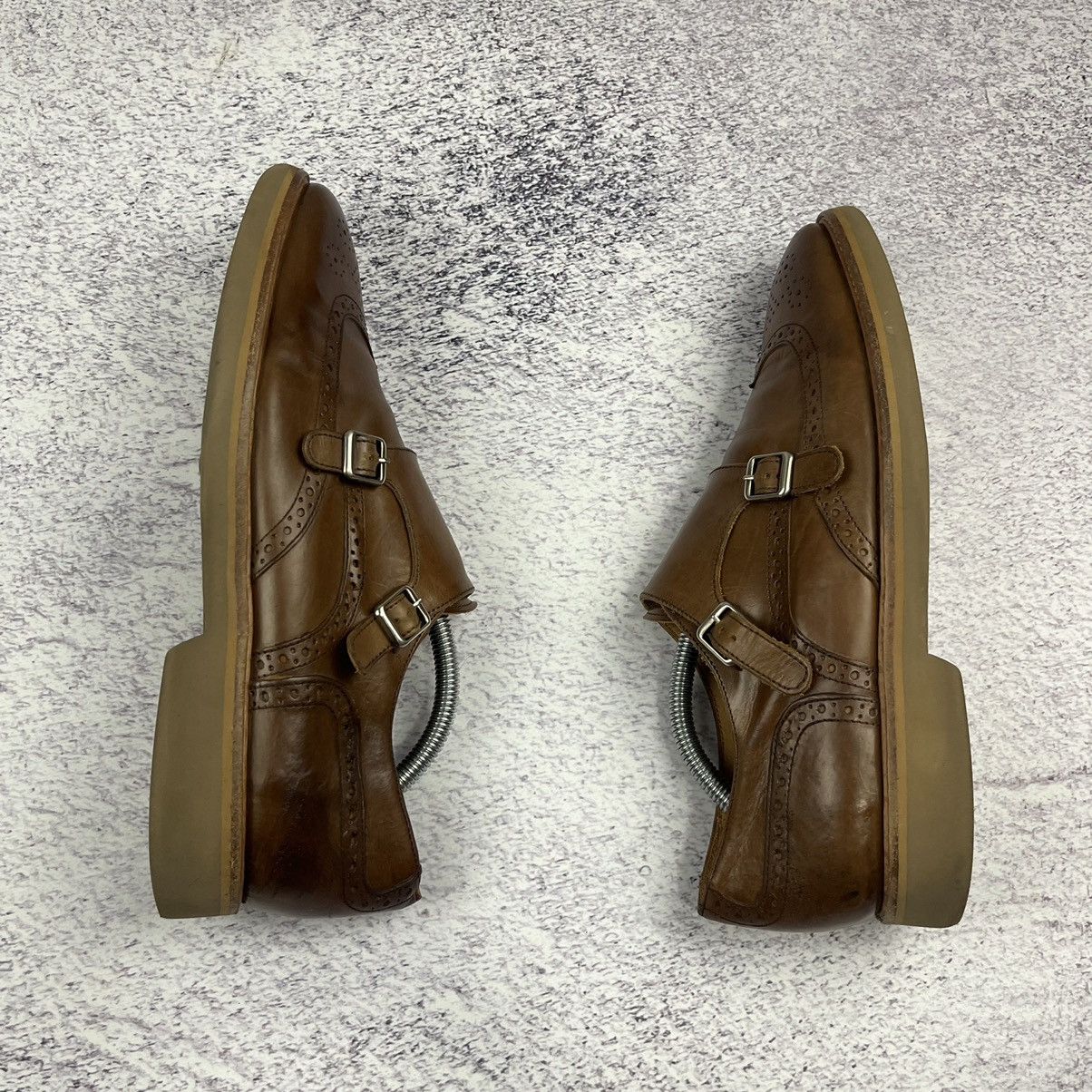Designer × Leather Apia double monk leather shoes 6816 made in Portugal Size US 9 / EU 42 - 2 Thumbnail