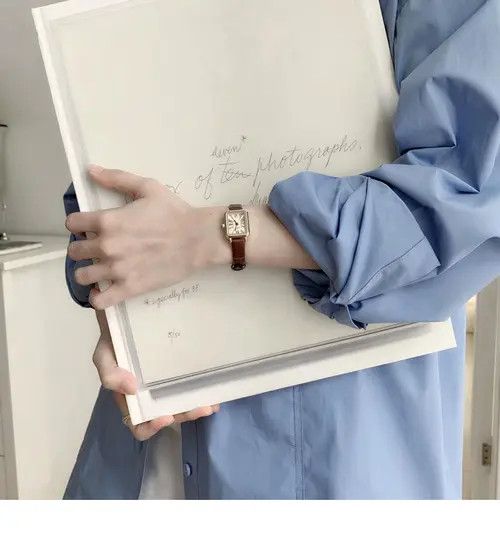 Jewelry Leather Strap Square Face Wristwatch, Classic Style Size ONE SIZE - 2 Thumbnail