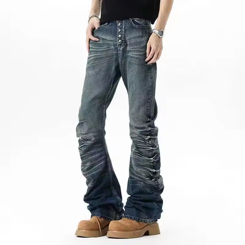 High Street Buttoned Pleated Men's Jean