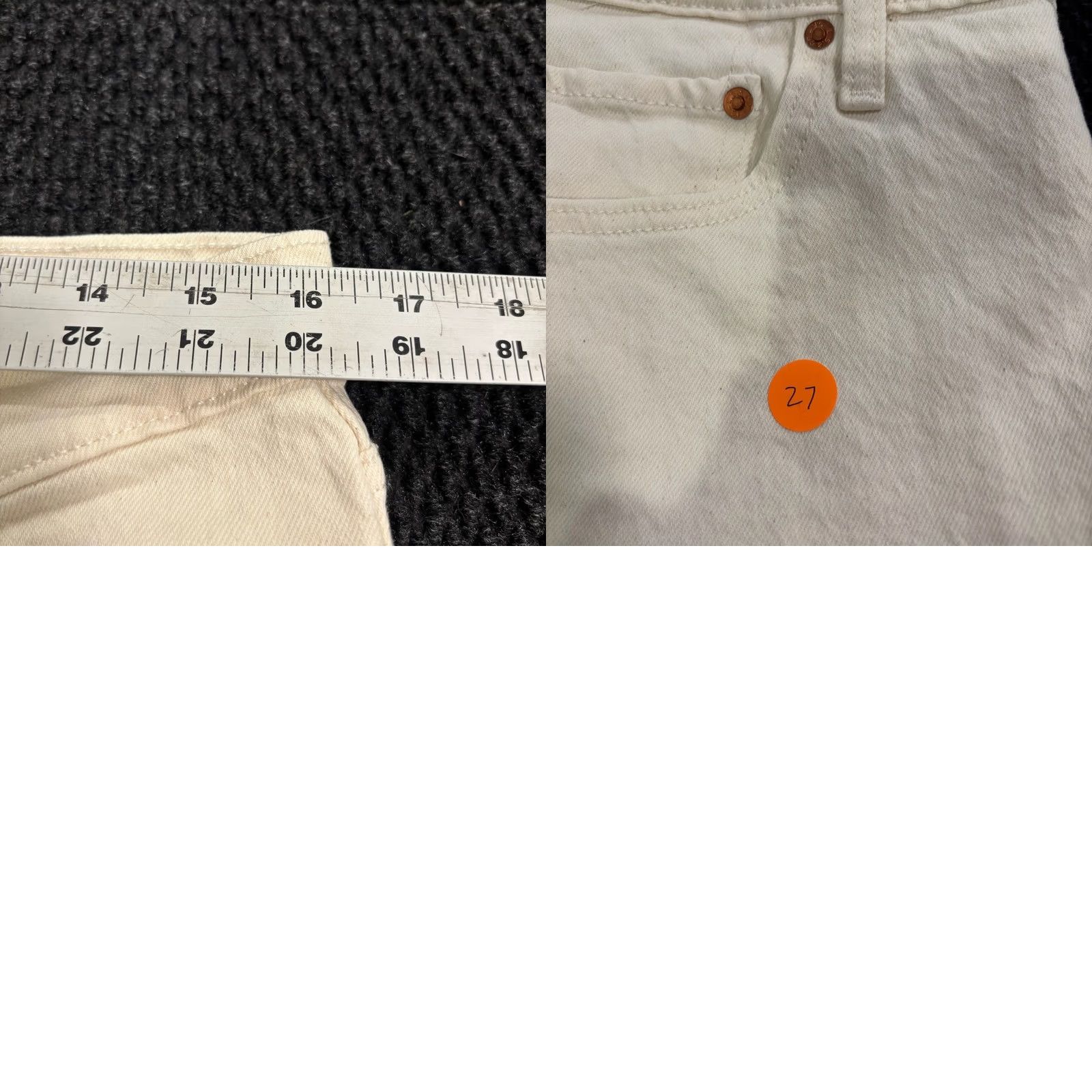 Levi's Levi's Women's Cream Ribcage Crop Boot Denim Jeans Size 32 Size 24" / US 00 / IT 34 - 8 Thumbnail