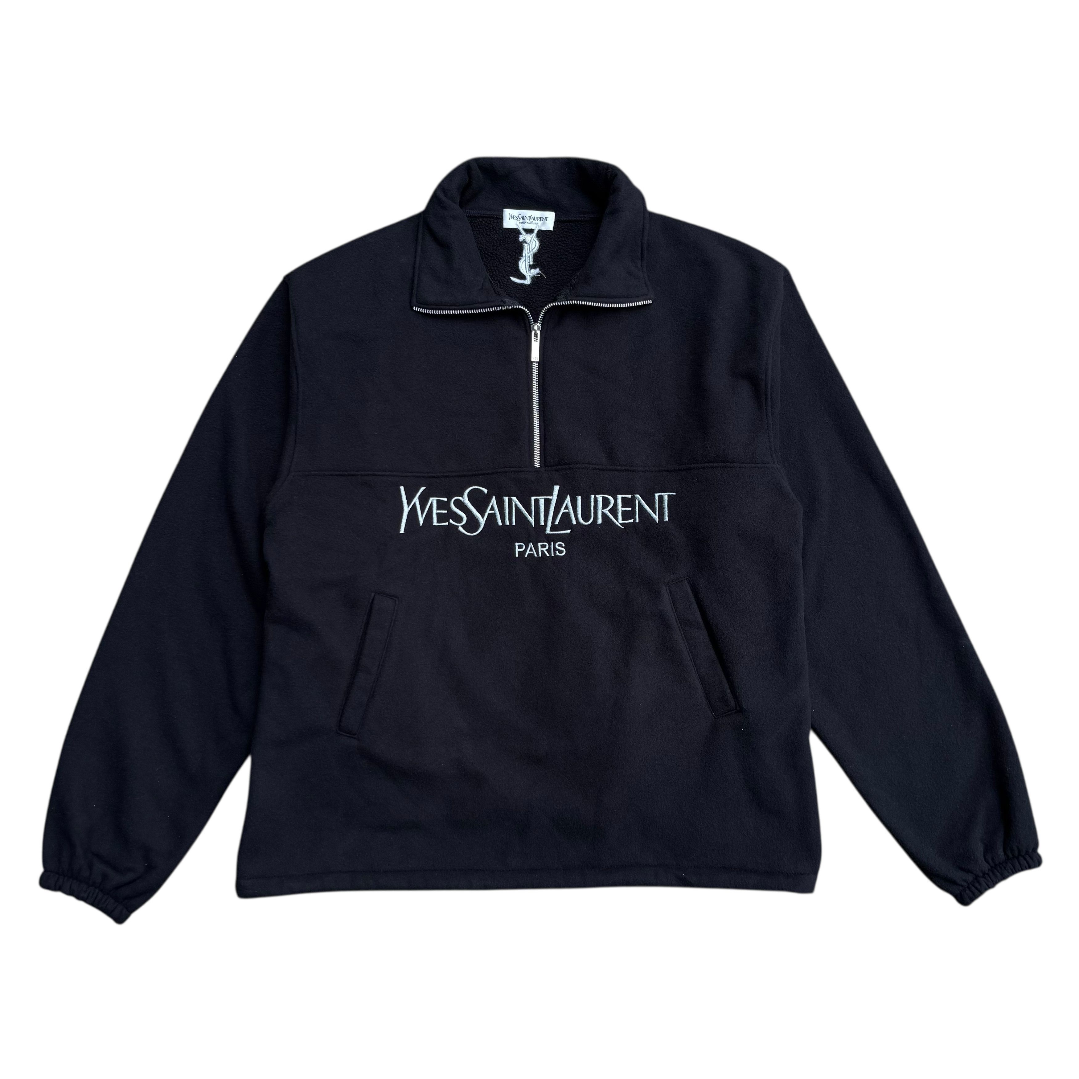 Yves Saint Laurent Saint Laurent Black Wool Leather Zip