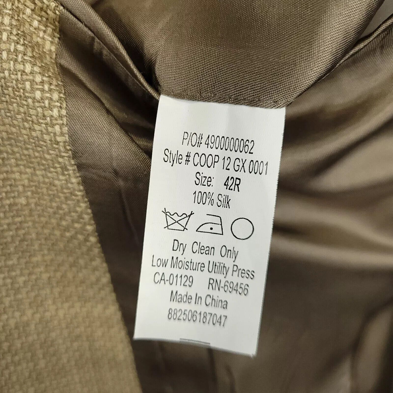 Chaps Chaps Blazer Mens 42R Tan Silk Basketweave Sport Coat Size 42R - 5 Thumbnail