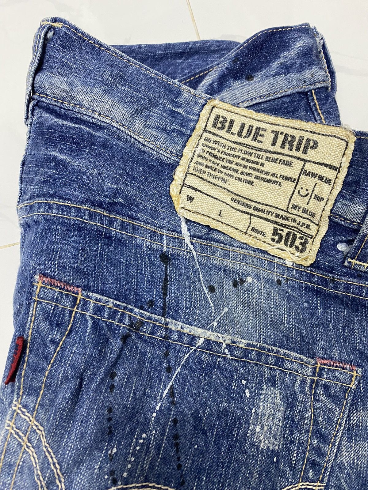If Six Was Nine 🔥EDWIN 503 BLUE TRIP FLARE JEANS DISTRESSED DENIM Size US 36 / EU 52 - 8 Thumbnail