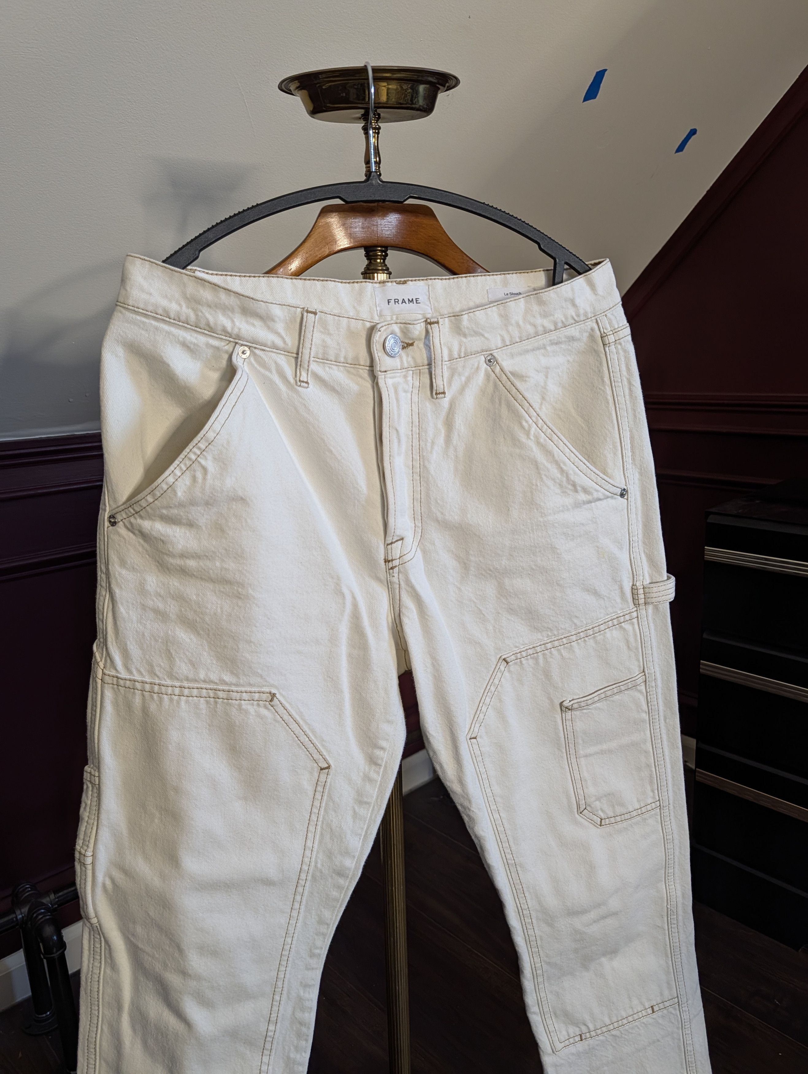 Frame Double knee carpenter jeans white Le Slouch 28 Size US 30 / EU 46 - 2 Thumbnail