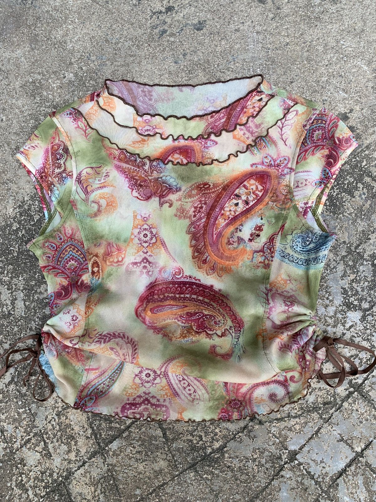 Japanese Brand × Kansai Yamamoto y2k Kansai Yamamoto BIS Japan Paisley Lace Fitted Mesh Top Size L / US 10 / IT 46 - 1 Thumbnail
