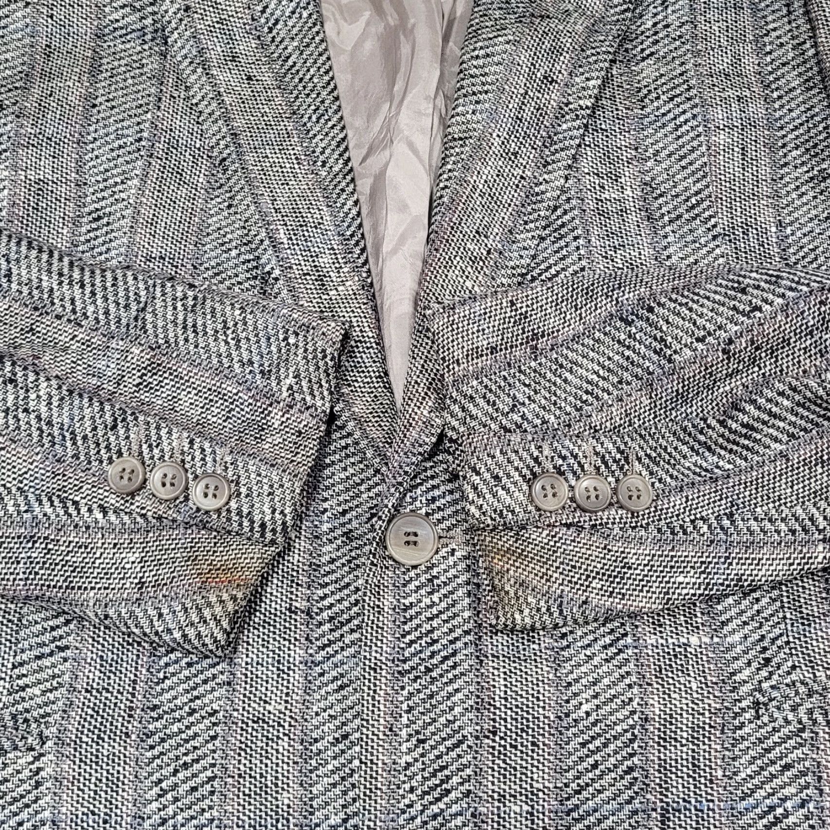 Vintage Profilo White Black Striped 2 Button Ventless Notch Blazer Sport Coat Italy 40 Size 40R - 4 Thumbnail